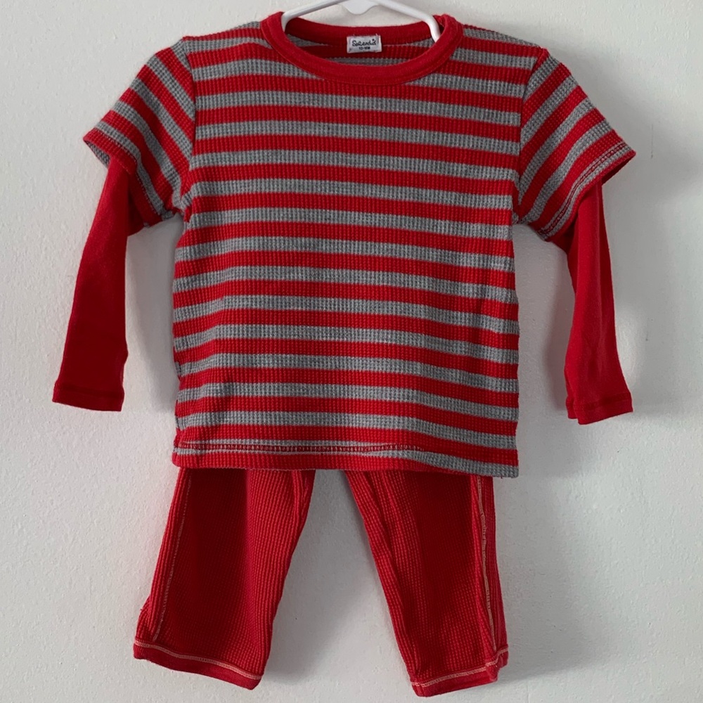 Splendid Super Soft Thermal & Pants Set Red/Gray